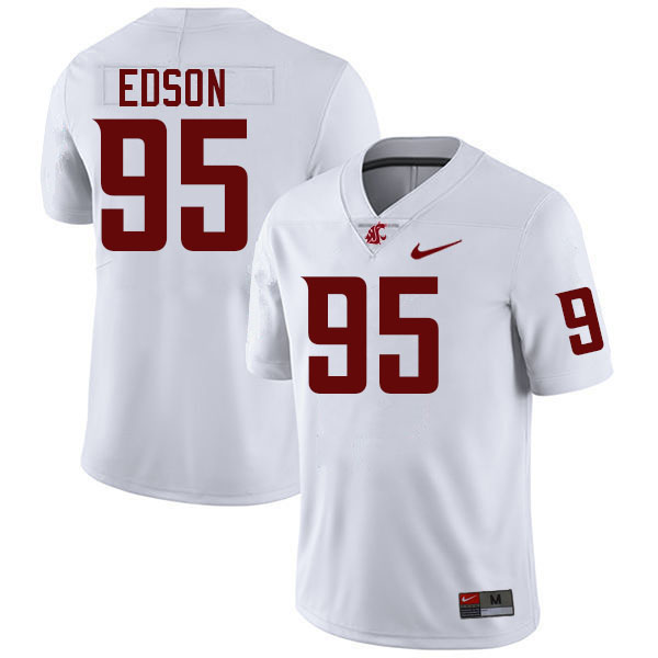 Men #95 Andrew Edson Washington State Cougars College Football Jerseys Stitched-White